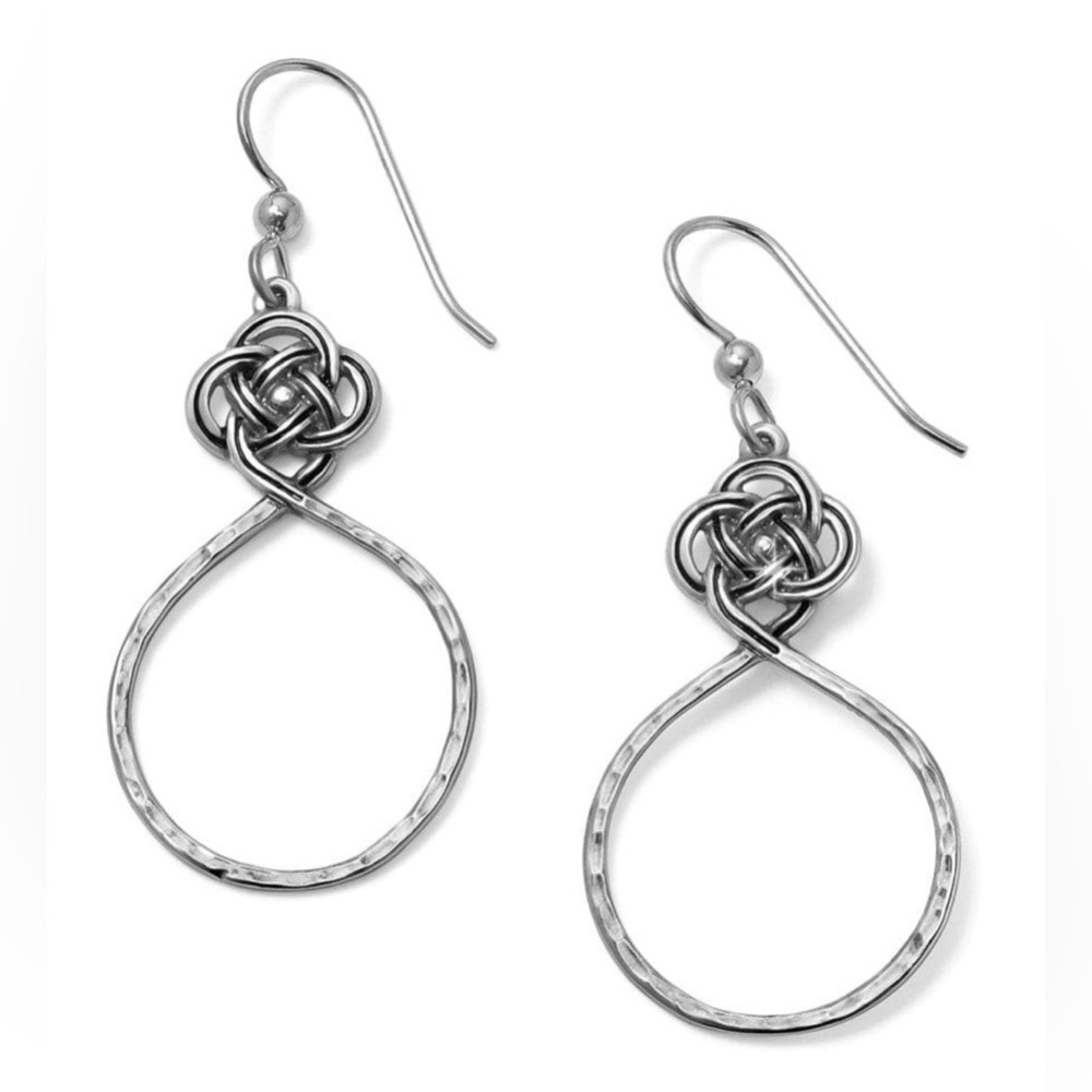 Brighton Elegant Silver Interlok French Knot Twist Earrings NIB with gift box